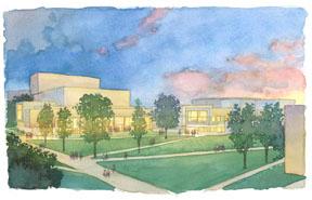 Performing Arts Center Watercolor south view