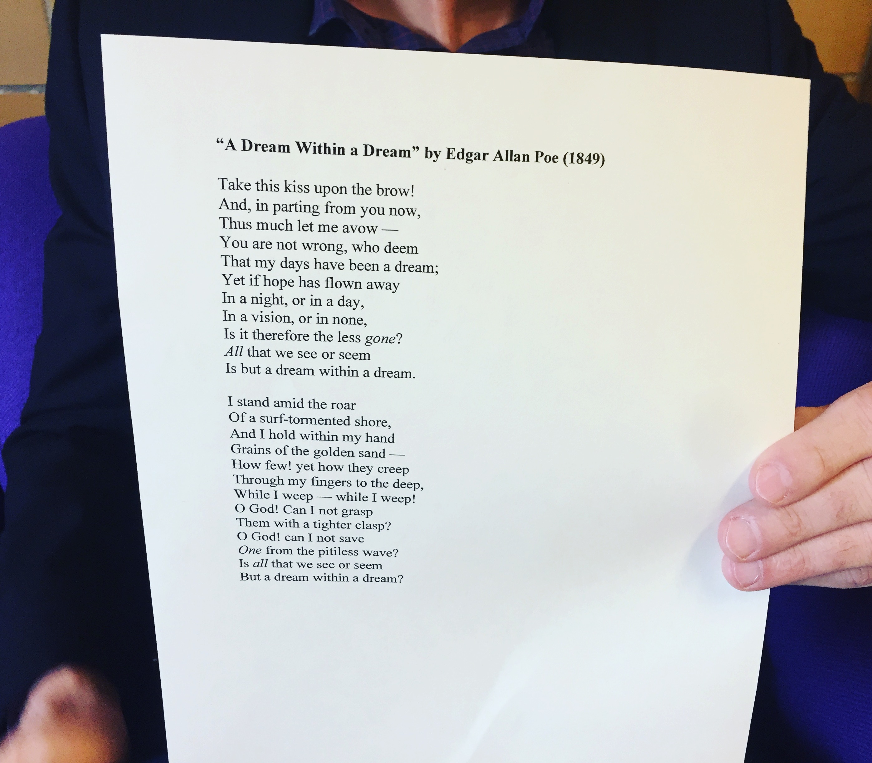Tim Helwig Poem in Your Pocket Day Spring 2017