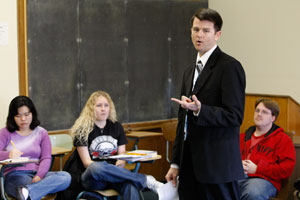 English class, professor lecturing.