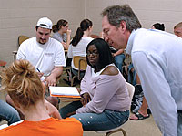 Sociology class in work groups.