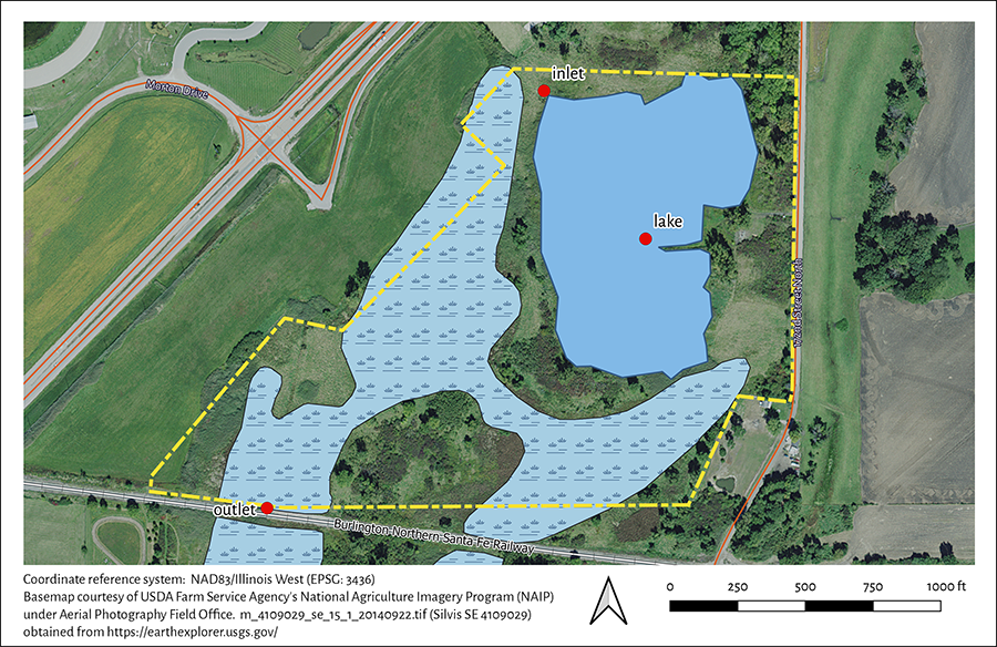 Aerial map of QCCA wetland complex