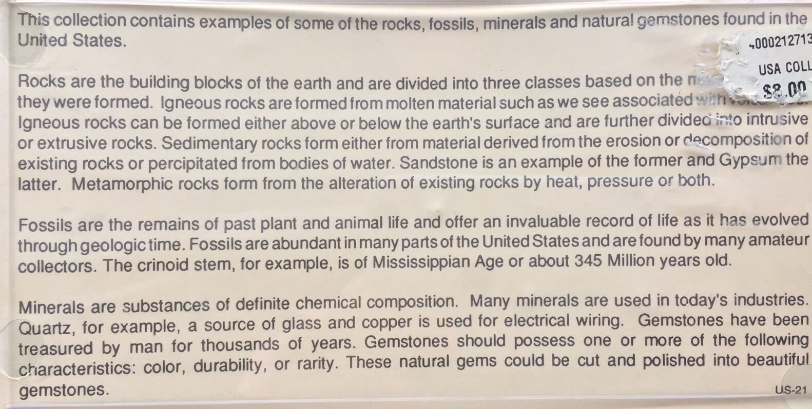 rocks minerals gems text