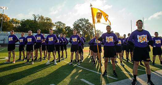 ROTC Cadets on Hanson Field after running the Fallen Soldiers 5K
