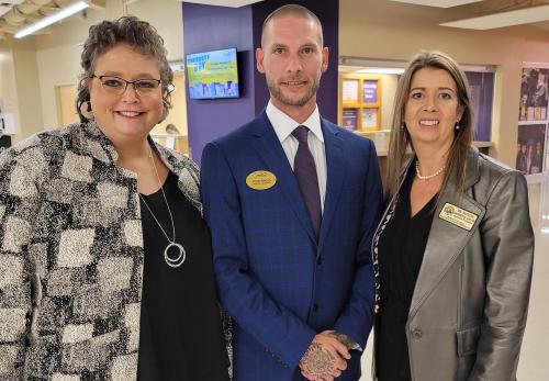 Associate Professor or Kinesiology and director of the WIU Food Pantry Emily Shupe, Sodoxo Campus Services General Manager Colby Rhodd, and Associate Professor of Nursing Patricia Eathington 