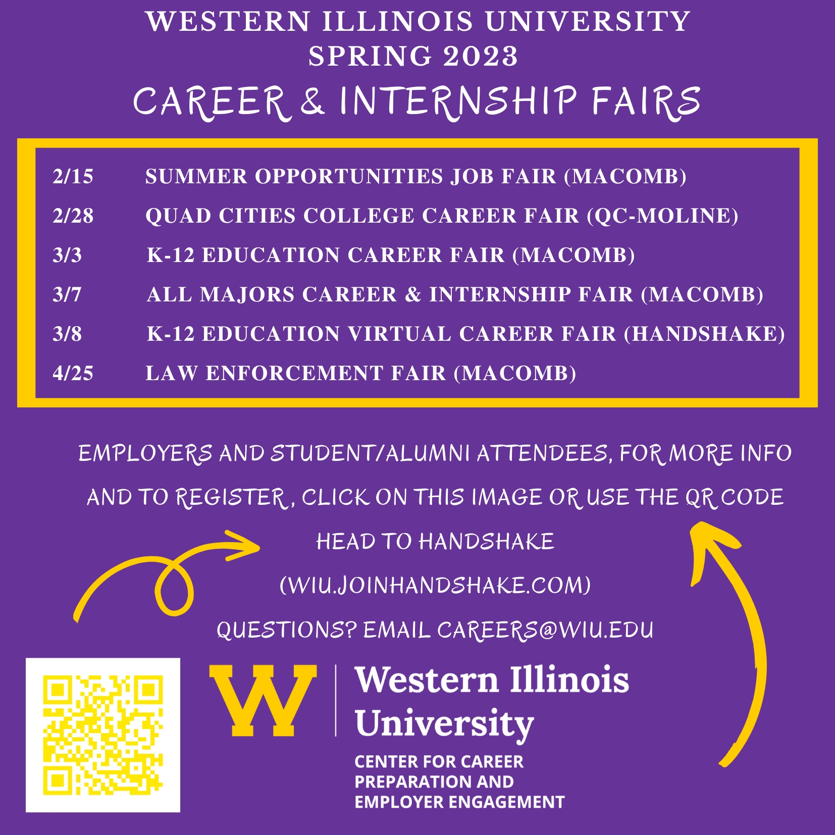 WIU Career Center to Offer Spring '23 Career and Internship Fairs - WIU News