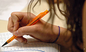 Close-up of a scantron form