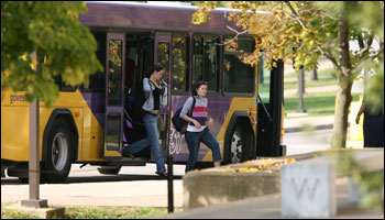 Student exit bus.