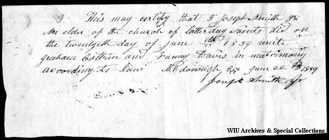 Scan of Nauvoo handwritten document.