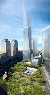 Rendering of what the World Trade Site Memorial might look like when completed