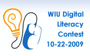 Illustration of a light bulb and a computer mouse with the text WIU Digital Literacy Contest 10-22-2009.