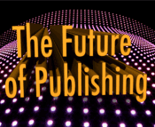 Abstract purple dots on a black background with the text The Future of Publishing