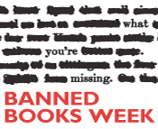 Blacked out text with only "what you're missing" visible and the text BANNED BOOKS WEEK