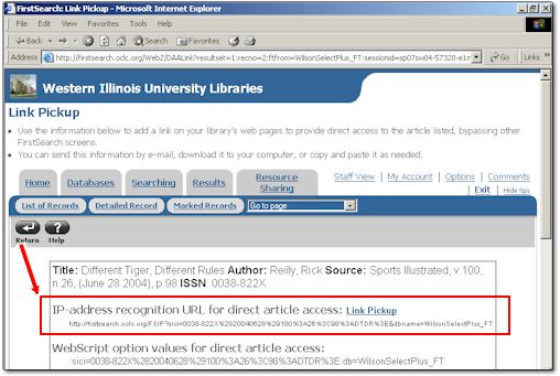 Screenshot of FirstSearch article