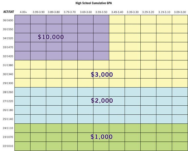 automatic scholarships levels