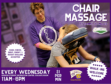 Chair Massages Every Wednesday Fall & Spring Semesters