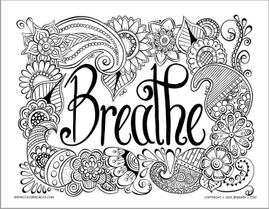 Coloring page with the word Breath on it.