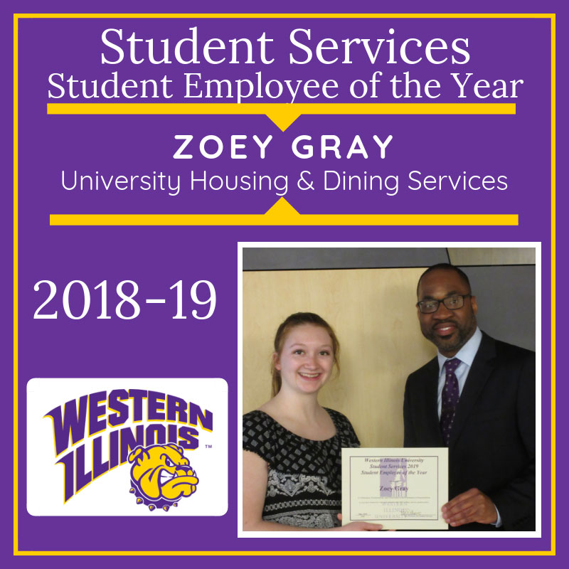 Student Employee of the Year: Zoey Gray, University Housing and Dining Services