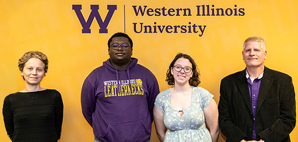 Dr. Victoria Baramidze, scholarship recipients Mathew Simpson and Cheyenne Duchay, Dr. Robert Mann