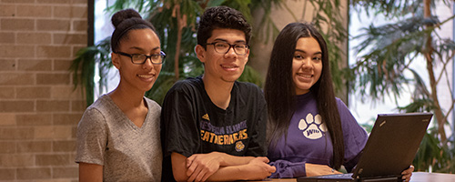 students in the library