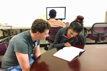 Students working in Tutoring center