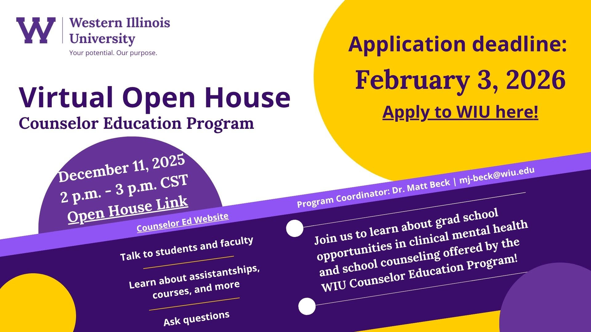 Counseling Open House at WIU