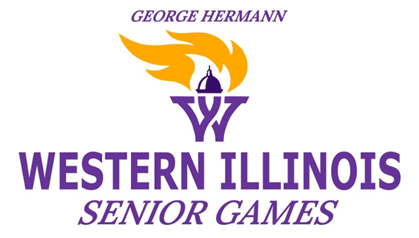 Logo of the Western Illinois Senior Games with a stylized 'W' and flame.