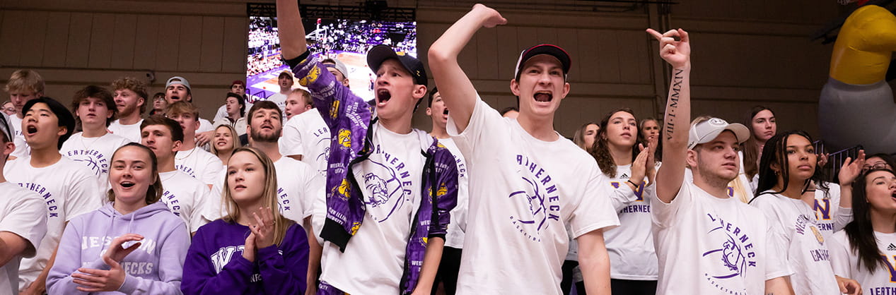 students at a pep rally celebrating