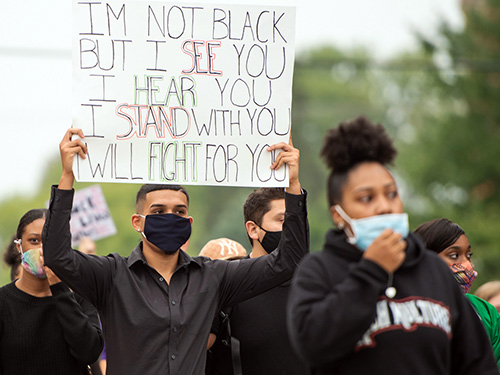 students during the 2020 black lives matter protest