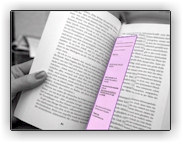 Photo of a book with a purple bookmark