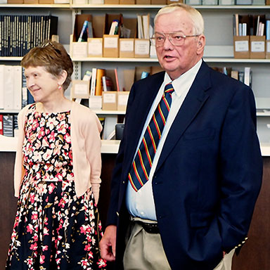 Picture of Jack and Joyce Wiley at a speaking engagement