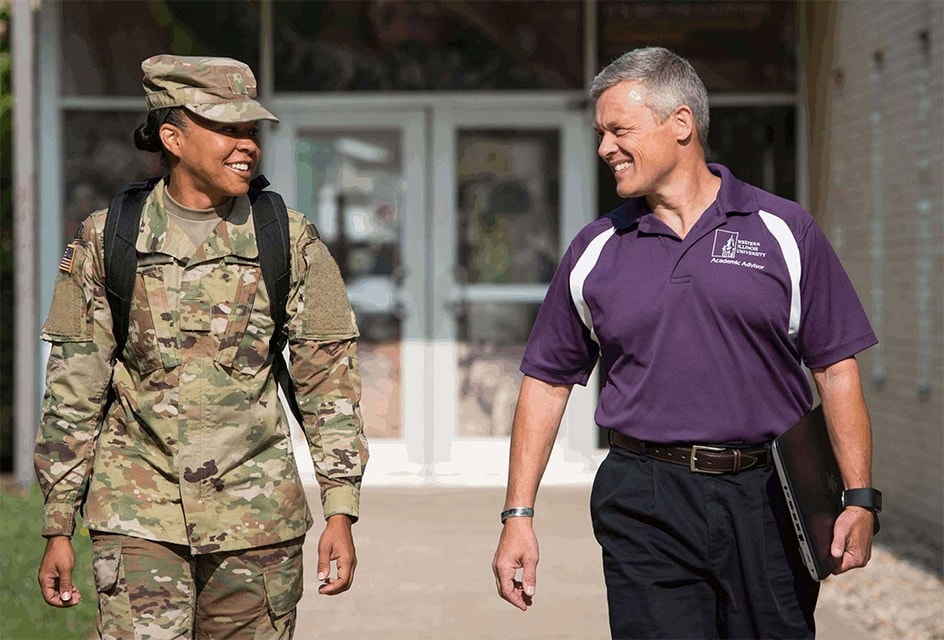Active Duty Military Student with her Advisor, Larry Pickett.