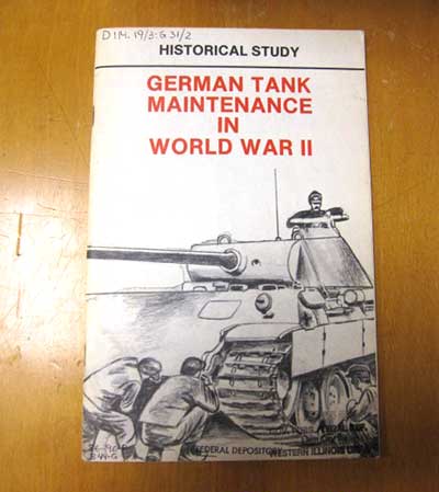 Photo of German tank maintenance in WW II book.