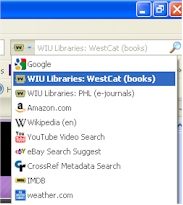 screen shot of WestCat Catalog search option highlighted in a browser search box