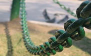 Image of green metal chain links