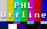 Image of a televisions text screen with the text PHL Offline.