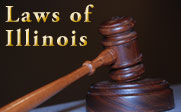 Photo of a gavel with the text Laws of Illinois