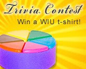Photo of a Trivial Pursuit game piece with the text Trivia Contest, win a bookstore gift card!