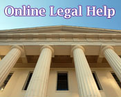 Photo of a court house with the text Online Legal Help