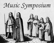 A diagramatic illustration of the Coronation Procession for James II and the text Music Symposium