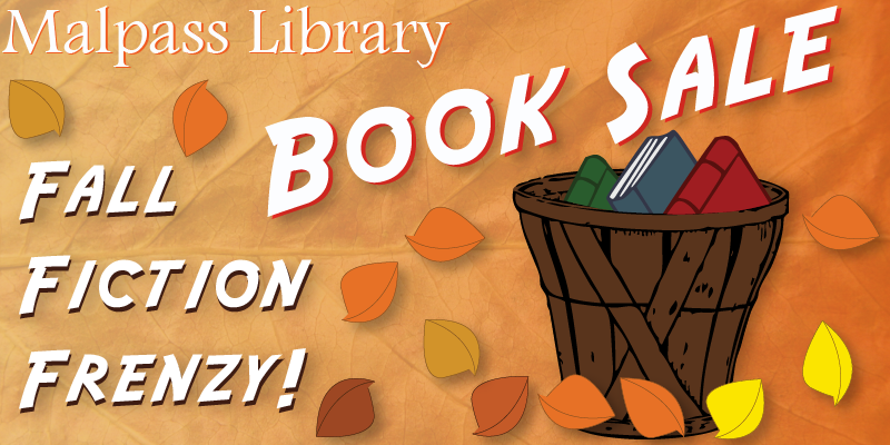 Illustration of books in basket with fall colors. Text about the event. 