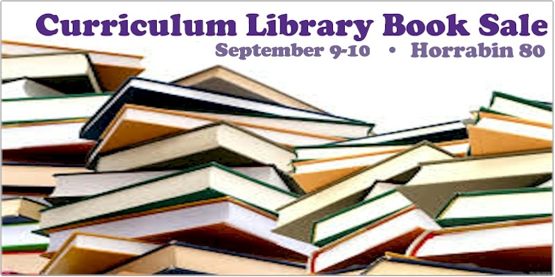 Image of materials to advertise Curriculum Library sale.