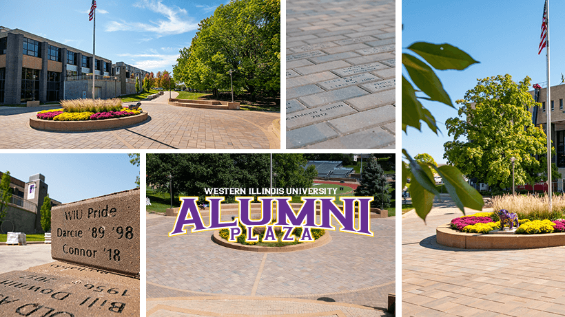 collage of WIU Alumni Plaza photos