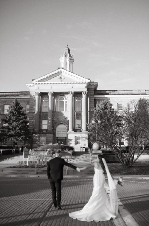 Wedding Photo of couple in front of Sherman Hall