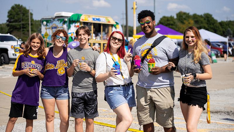 six people with show cones