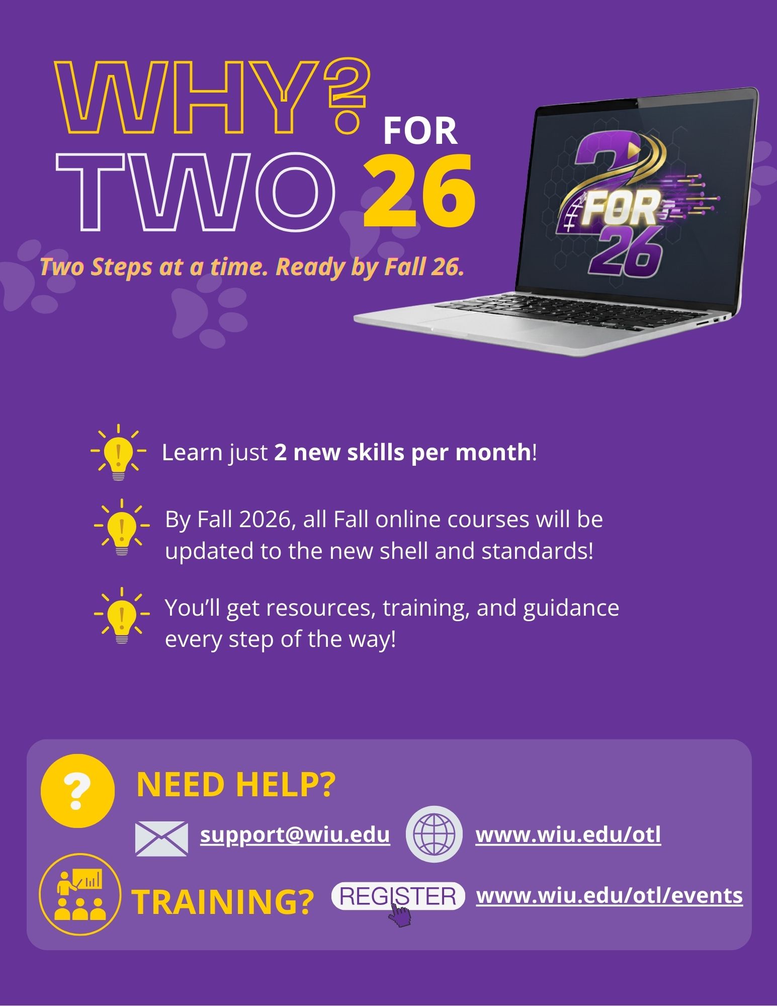 A flyer of the 2 for 26 initiative